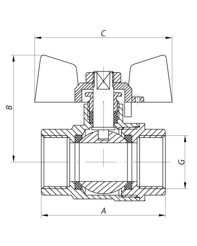 Кран шаровой KOER 1/2" ГГМ ГАЗ (KR.217.G) (KR0032)