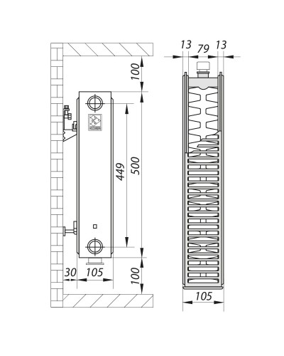 Сталевий радіатор 22х500х400.B KOER (нижнє підключення) (RAD082)