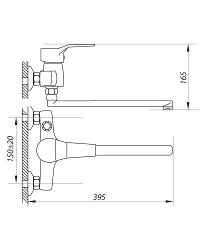 Змішувач для ванни ZERIX NEO 135 (ZX0422)