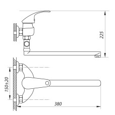 Смеситель для ванной ZERIX EYB 135 (ZX0034)