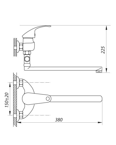 Змішувач для ванни ZERIX EYB 135 (ZX0034)