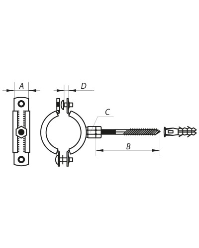 Хомут трубний оцинкований KOER KCB.10.G 1-1 / 4 "(38-43) сірий (KR2787)