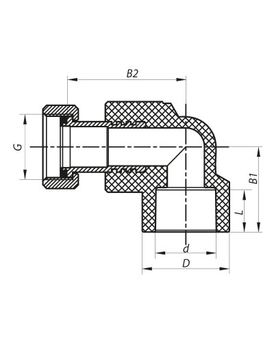 Кут з накидною гайкою 20x1/2F PPR KOER K0144.PRO (KP0182)