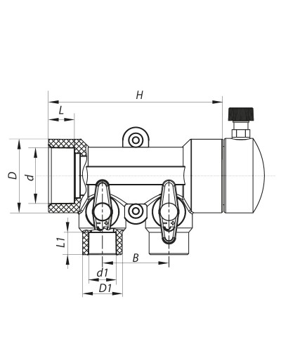 Колектор 2- way з кульовими кранами (40x20) PPR KOER K0169.PRO (KP0219)