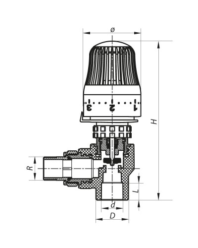 Кран термостатический с угловой термоголовкой 20x1/2 PPR KOER K0153.PRO (KP0195)