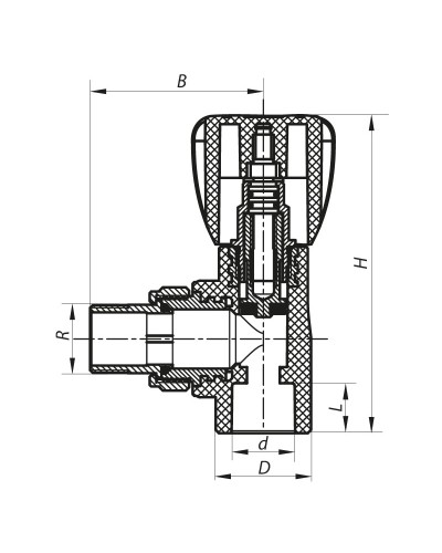 Вентиль радіаторний кутовий PPR 20x1/2 (KOER K0167.PRO) (KP0216)