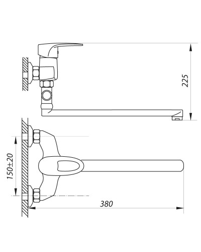 Змішувач для ванни ZERIX EDL 180 (ZX0030)