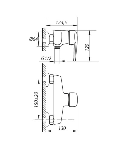 Смеситель для душа ZERIX GIT-A 135 (ZX0035)