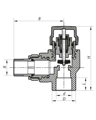 Кран термостатичний кутовий PPR 20x1/2 KOER K0149.PRO (KP0189)