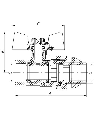 Кран з американкою 3/4" "антіпротечка" (KOER KR.227-Gi) (KR0191)