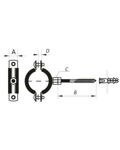 Хомут трубний оцинкований KOER KCB.20 1-1 /2" (47-51) чорний (KR2799)