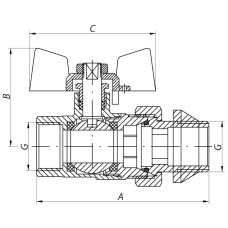 Кран с американкой 1/2" "антипротечка" (KOER KR.227.W-Gi) белый (KR0190)