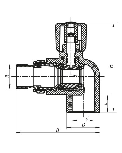 Кран радиаторный 20x1/2 угловой PPR KOER K0157.PRO (KP0201)