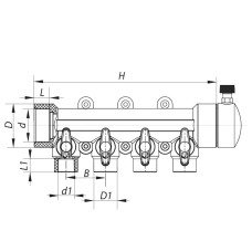 Коллектор 4-way с шаровыми кранами (40x20) PPR KOER K0171.PRO (KP0221)