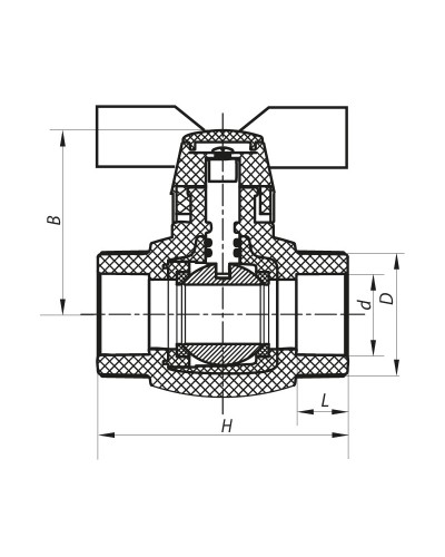 Кран кульовий PPR КШ KOER (метелик) для гарячої води 25 (KOER K0182.PRO) (KP0235)