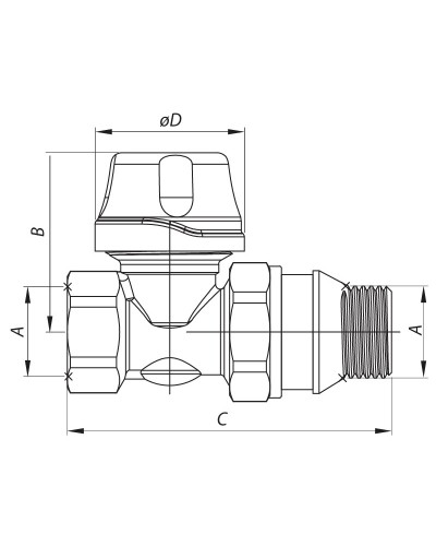 Кран термостатичний прямий 1/2" KOER KR.923-GI (KR2684)