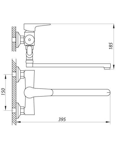 Смеситель для ванной ZERIX PUD7 146 (ZX2938)