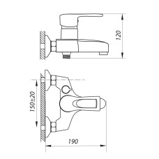 Смеситель для ванной ZERIX FAD 135 (ZX0212)