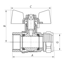 Кран шаровой KOER WING 16x1/2M (KR.351) (LL1656)