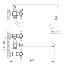 Смеситель для ванной ZERIX D3Q 722 (ZX0006)