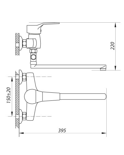 Смеситель для ванной ZERIX EDN 181 (ZX0031)