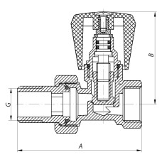 Вентиль радиаторный хромированный 1/2x1/2 (KOER KR.903.CHR) (KR2822)