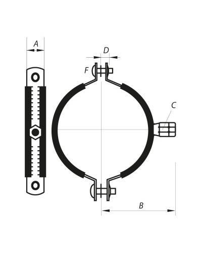 Хомут трубний оцинкований KOER KC.20 4" (110-118) (без анкера) чорний (KR2802)