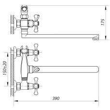 Смеситель для ванной ZERIX D4Q 827 (ZX0009)