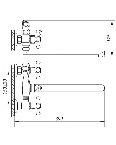 Смеситель для ванной ZERIX D4Q 827 (ZX0009)