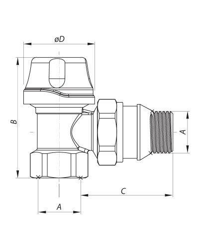 Кран термостатичний кутовий 1/2" KOER KR.921-GI (KR2682)