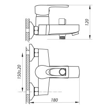 Смеситель для ванной ZERIX PTA 446 (ZX2923)