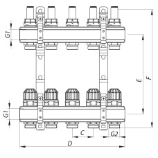Коллекторный блок с расходомерами KOER KR.1110-02 1"x2 WAYS (KR2639)