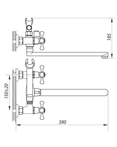 Смеситель для ванной ZERIX DML 827 (ZX2996)