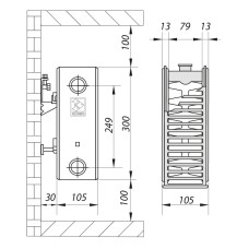 Стальной радиатор 22х300х600.S KOER (сторона подключения) (RAD069)