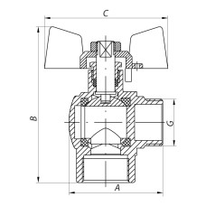 Кран шаровой KOER 1" ГШМ угловой (KR.208) (KR2807)