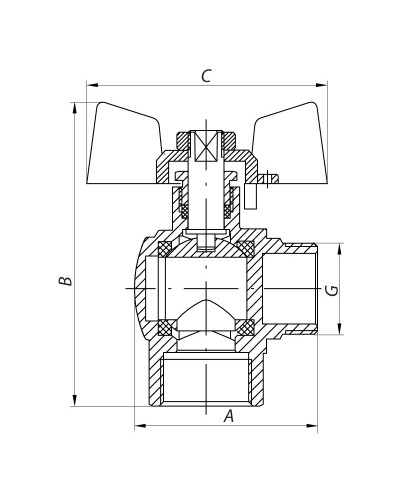 Кран шаровой KOER 1" ГШМ угловой (KR.208) (KR2807)