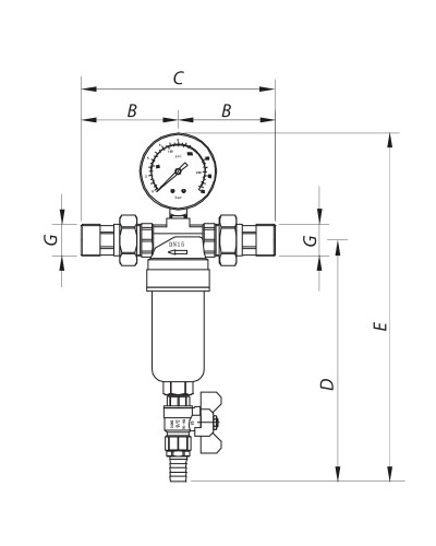 Фильтр самоочищающийся с манометром 1/2'' KOER KR.1250 (KR2656)