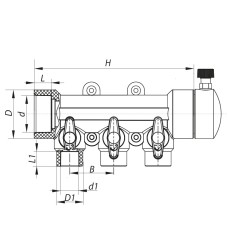 Коллектор 3-way с шаровыми кранами (40x20) PPR KOER K0170.PRO (KP0220)
