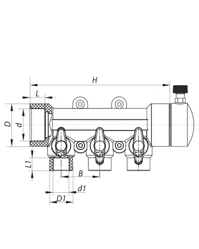 Колектор 3-way з кульовими кранами (40x20) PPR KOER K0170.PRO (KP0220)