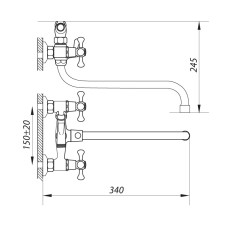 Смеситель для ванной ZERIX DMX 605 с полнооборотной кран буксой (ZX2958)