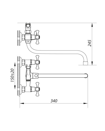 Смеситель для ванной ZERIX DMX 605 с полнооборотной кран буксой (ZX2958)