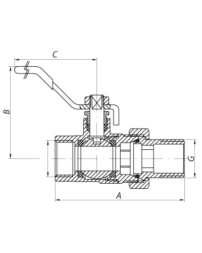 Кран з американкою 1-1/4" ручка ВАЖІЛЬ (KOER KR.229) (KR0150)