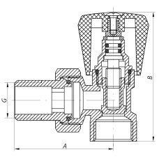 Вентиль радиаторный угловой (хромированный) 1/2x1/2 (KOER KR.901.CHR) (KR2819)