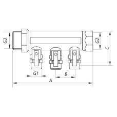 Коллектор с шаровыми кранами и фитингом KOER KR.1126-4 1"x4 WAYS (KR2840)