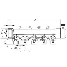 Коллектор 5-way с шаровыми кранами (40x20) PPR KOER K0172.PRO (KP0222)