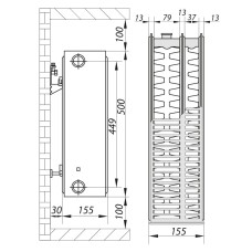 Стальной радиатор 33х500х700.S KOER (сторона подключения) (RAD119)