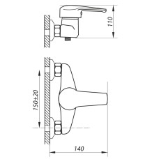 Смеситель для душа ZERIX LOP-B 048 (ZX2647)
