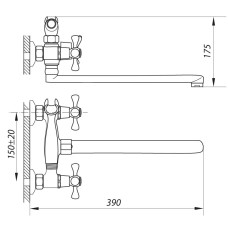 Смеситель для ванной ZERIX D5Q 827 (ZX0010)