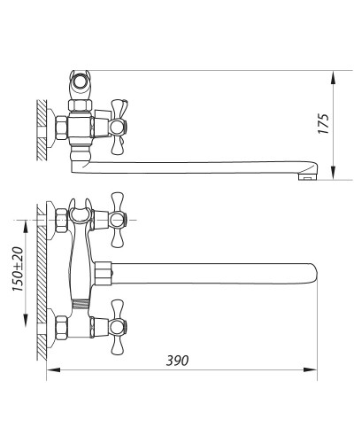 Смеситель для ванной ZERIX D5Q 827 (ZX0010)