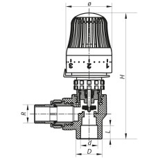 Кран термостатический с угловой термоголовкой 25x3/4 PPR KOER K0154.PRO (KP0196)